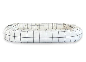 Beige Windowpane Bolster Dog Bed